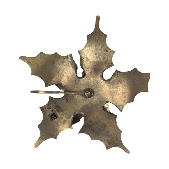 Vintage Brass Leaf Candlesticks: Boho Decor, Made in India - Picture 4 of 5